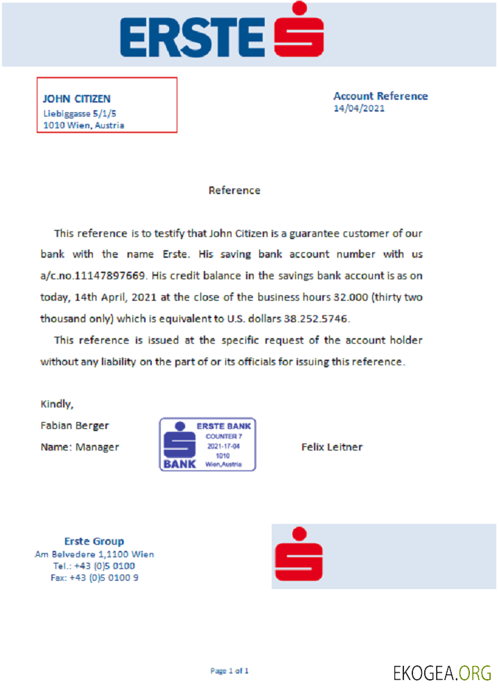 Autriche , Erste , reference